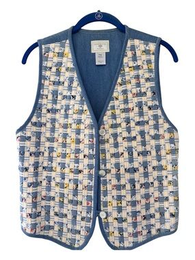 VTG Susan Bristol Denim Woven Patchwork Cottagecore Quilted Vest PM